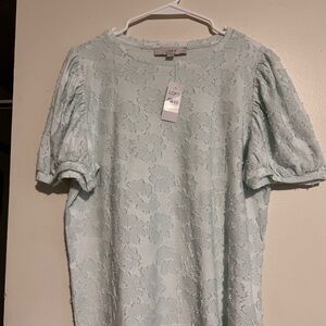 LOFT Women's Soft Blue Floral Blouse